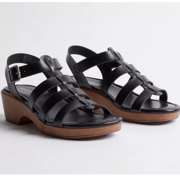 Torrid Fisherman Sandals Shoes Womens Sz 11.5 WW Black Block Heel - Picture 1 of 7